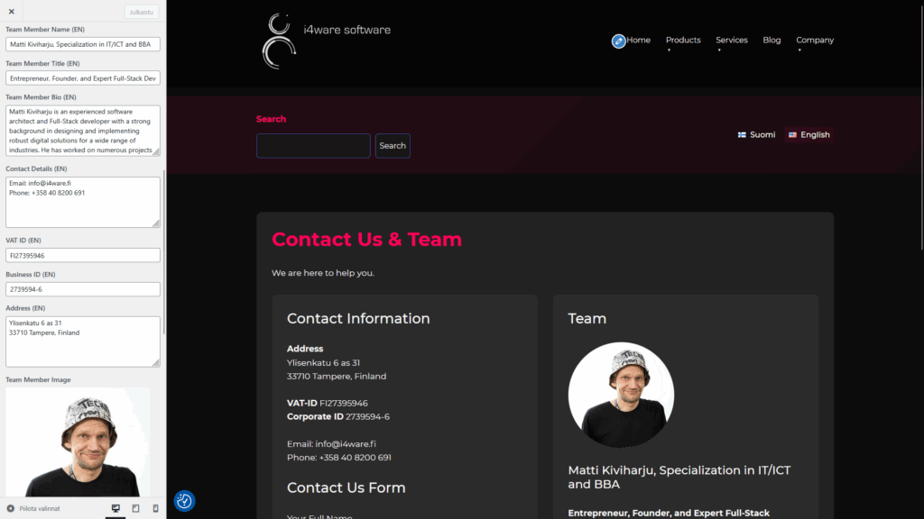 Contact Us and Team 1