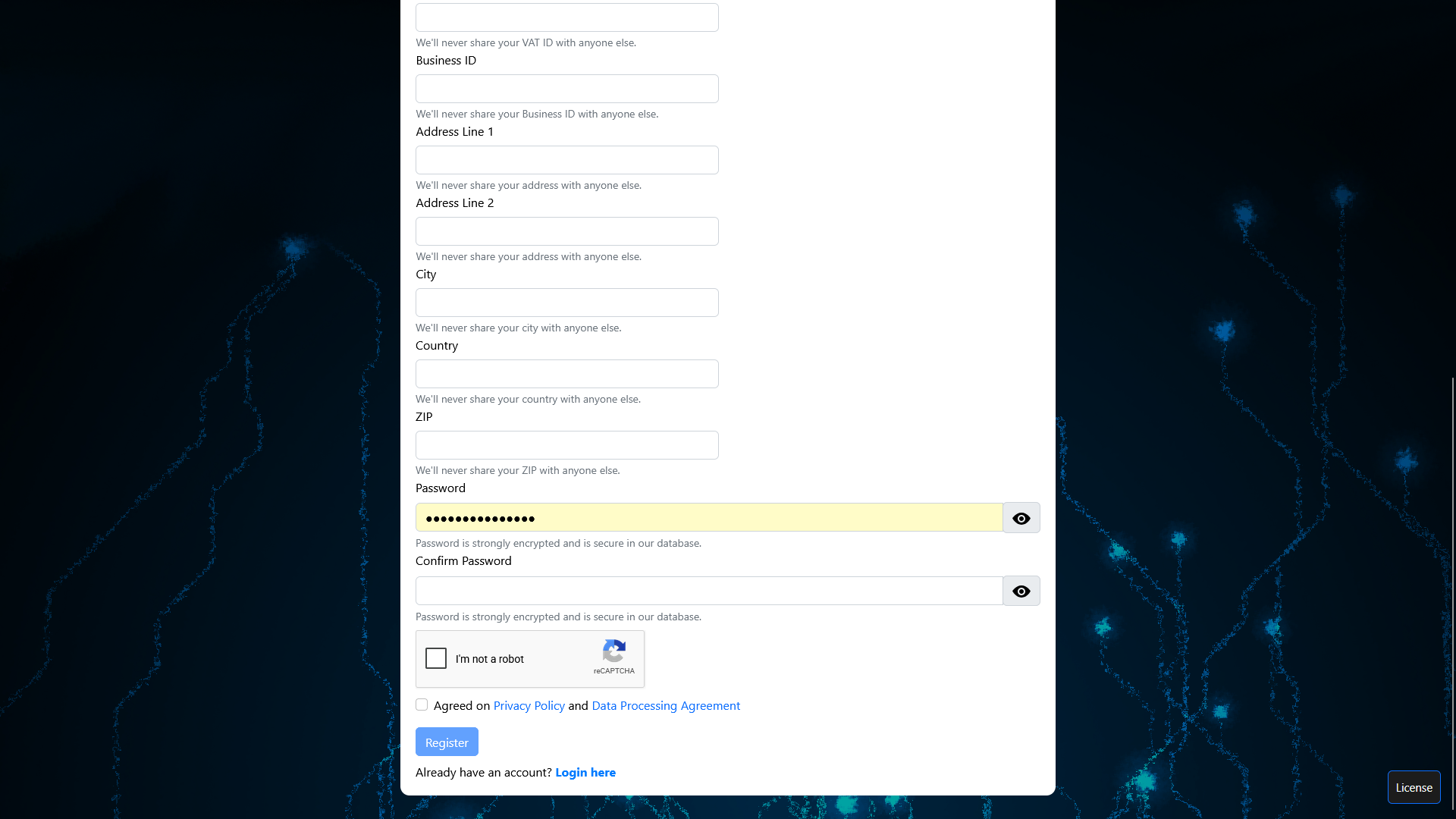 Registration Page