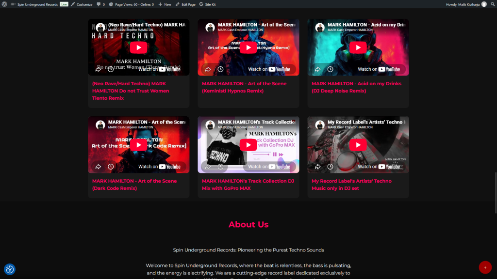 Mark Hamiltonin techno-kappaleet ja remixit YouTubessa.