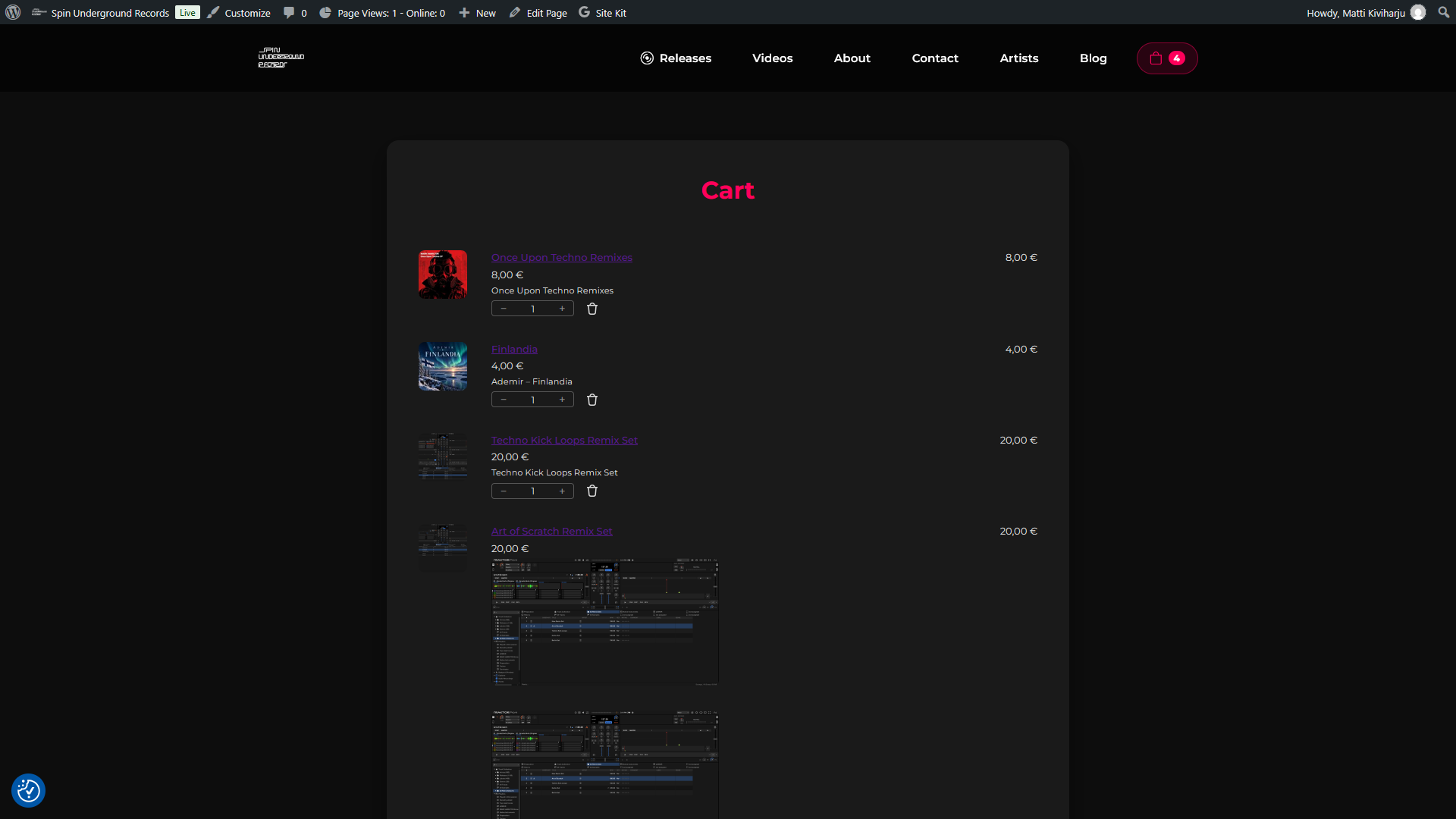 Shopping Cart on Website