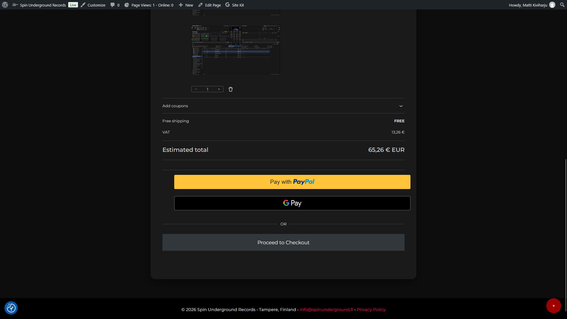 Shopping Cart and Payment Options